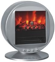 Silver Himalayan Circular Heater Electric Fireplace with 90 Degree Oscillation and Two Heat Settings
