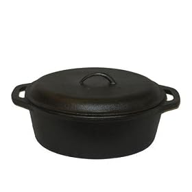 Cajun Cookware Seasoned Cast Iron Oval Casserole Pot 7 QT by Cajun Cookware