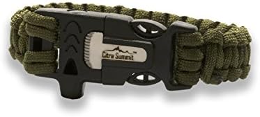 Citra Summit Multi-tool Paracord Survival Bracelet with Firestarter Flint, Knife, and Emergency Whistle (Green, Medium- 9.5")