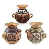 Ceramic vases, 'Inca Triumph' (set of 3)