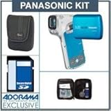 Panasonic HX-WA10 16MP HD Waterproof Dual Camcorder Kit - Blue - with 8GB S ....