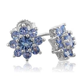 Tanzanite Jewelry: Tanzanite Flower Earrings in 14k White Gold | Fine Gemstone... by SuperJeweler.com
