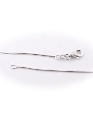 8-Sided Diamond Cut Rhodium Plated 1mm Snake Sterling Silver Nickel Free Chain Necklace 16 Inch