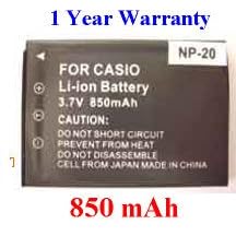Click here to buy Nextop-Casio NP-20 Brand New 850mAh REPLACEMENT Battery for Casio Exilim Card EX-S600 S880... by Nextop.