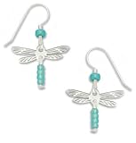 Dragonfly Earrings with Mint Green Beads by Sienna Sky 1240