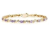 10k Yellow Gold Diamond and Amethyst Bracelet