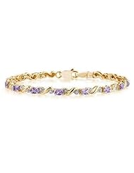 10k Yellow Gold Diamond and Amethyst Bracelet