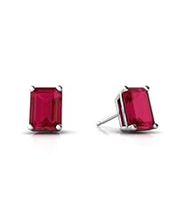Created Ruby 14kt White Gold Stud Earrings