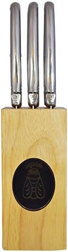 Neron Coutellerie Laguiole 6 Piece Stainless Steel Steak Knife Set with Wooden Block by Jean Neron