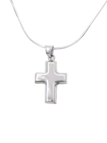 Sterling Silver Solid Cross Pendant with 18 Snake Chain