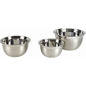 Click here to buy 3 5 8QT STAINLESS STEEL MIXING BOWL SET by EXCELSTEEL.