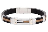 Stainless Steel and 14K Yellow Gold Rubber Bangle