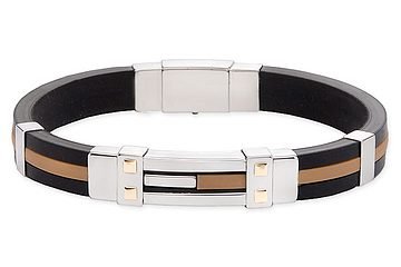 Stainless Steel and 14K Yellow Gold Rubber Bangle