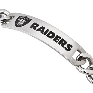 Stainless Steel Oakland Raiders Name Logo ID Bracelet