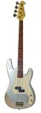 Austin Bazaar 43 Transparent Red Electric Bass with Carrying Bag and Accessories