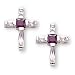 Sterling Silver and Amethyst CZ Cross Pierced Earrings