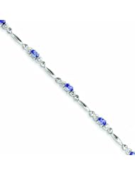 Genuine .925 Sterling Silver Tanzanite And Diamond Bracelet 3.5 Grams . 100% Satisfaction Guaranteed.