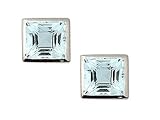 0.70 cts Genuine Square Small Aquamarine Earrings - 14kt White or Yellow Gold