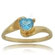 10KT Yellow Gold Heart Ring Blue Topaz Solitaire