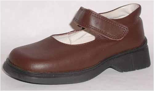 Girls leather Euro Mary Jane, velcro, brown leather, Martine, 26