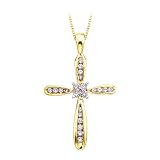10K Yellow Gold 1/4 ct. Diamond Cross Pendant with Chain