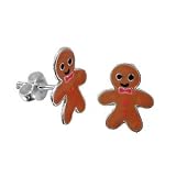 Adorable Gingerbread Man Sterling Silver Childrens Earrings Post/stud