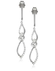 10k White Gold Dangle Earrings (1/10 cttw, I-J Color, I3 Clarity)