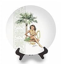 PLUMERIA HAWAII - COLLECTOR HULA PIN UP GIRL CERAMIC PLATE #1
