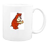 Mug with bulldog, baby, dog, holding, puppy