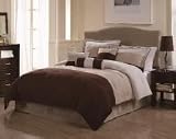 Louis Brown Queen Size Microsuede 7 Piece Bedding Set