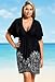 swimsuitsforall Women's Plus Size Black Boho Silver Foil Kimono Dress