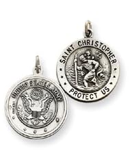 Sterling Silver Reversable US Army St.Christopher Pendant