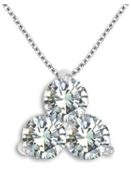 1.0 CTW Three Stone I1 Diamond Triangle Pendant 14K White / Yellow Gold Necklace