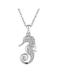 Sterling Silver Diamond Seahorse Pendant 1/10ctw