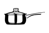 Premier Housewares 18 cm Mirror Stainless Steel Saucepan with Glass Lid Capsule Base