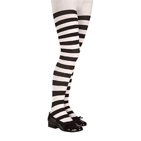 Girls White/Black Striped Tights