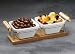 Porcelain Dipping Dishes in Bamboo Base
