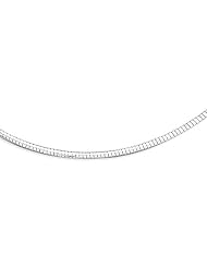 Sterling Silver 16 Inch Rhodium Plated Round 2mm Omega Necklace