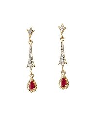 Ruby and Diamond Earrings 14k Yellow Gold