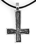 Pewter St Peters Inverted Cross Pendant on Leather Necklace