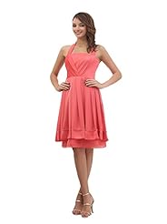 Petite Sexy Piping Backless Chiffon Halter Short Evening Dress 