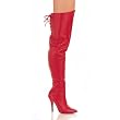 5 Inch Sexy Thigh Boot With Lace At The Rear Red Leather High Heel Boot