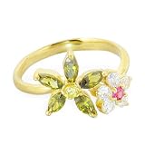 10K solid gold mulit-color mulit-flower toe ring