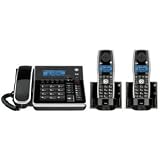 GE Dect 6.0 Black Corded Base Phone with Caller ID, Digital Answering System,and 2 Cordless Accessory Handsets (28871FE3)