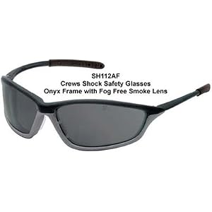 Crews Shock Safety Glasses, Onyx Frame with Fog Free Smoke Lens by Crews