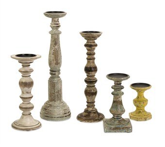 IMAX Kanan Wood Candleholders of 5