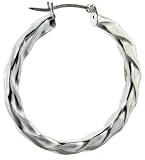 Italian Hoop Earrings, Thick Twisted Square Tube,