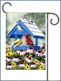 Spring Birdhouse Garden Flag