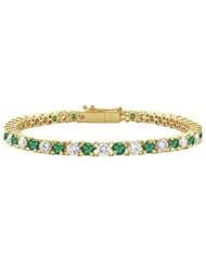 Emerald and Diamond Tennis Bracelet 14K Yellow Gold - 3.00 CT TGW