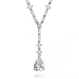 Bling Jewelry Sterling Silver Emerald and Round Cut Diamond CZ Tennis Necklace